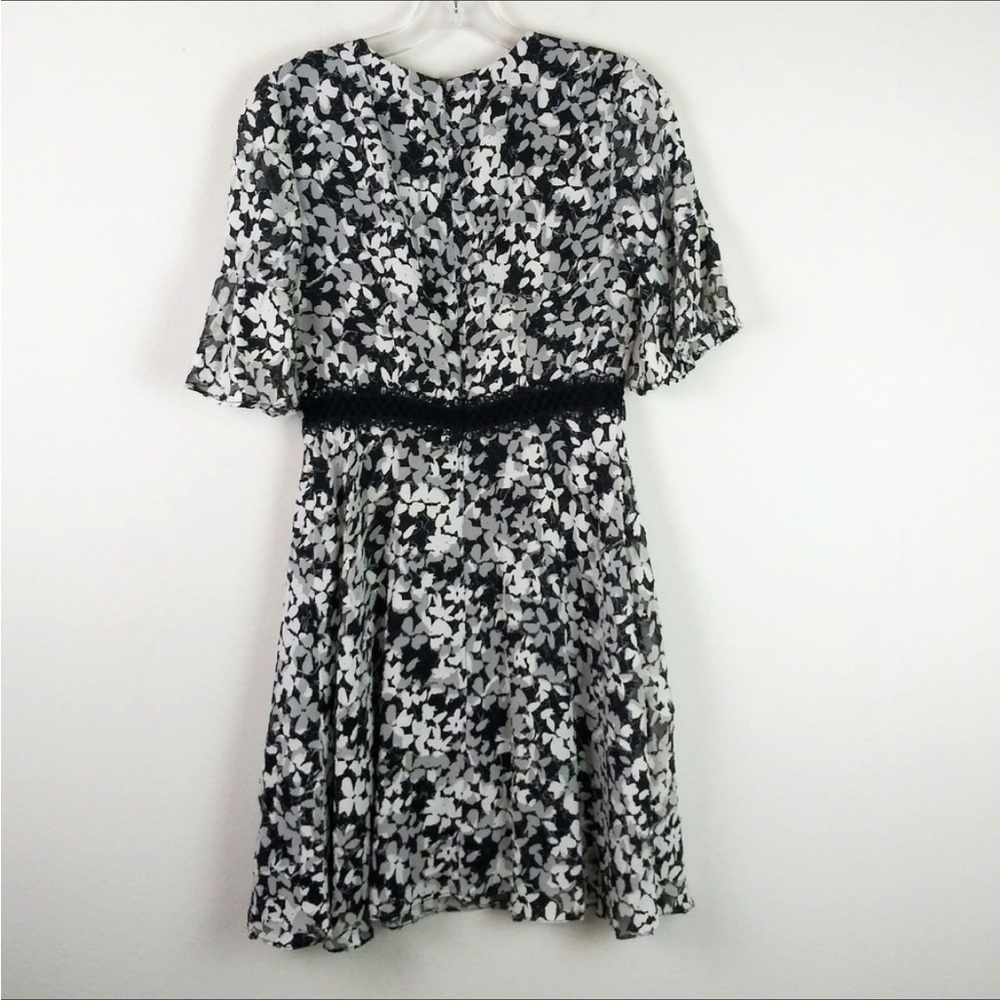 Floral Black and White Dress